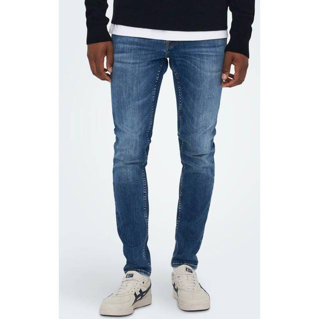 Only & Sons - Warp Skinny Blue Denim - Jeans - blue - W30 / L34 - 83% Cotton, 15% Polyamide, 2% Elastane,Denim