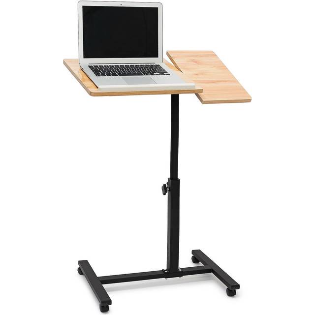Relaxdays Laptop Table Height-Adjustable: 95 x 60 x 40.5 cm Sofa Couch Side Table With Wheels For Notebooks With Tray For Mouse High-Shine Lacquered,