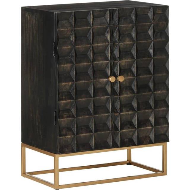 vidaXL Sideboard Black 55x34x75 cm Solid Wood Mango and Iron