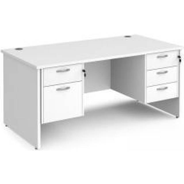 Office Desk | Rectangular Desk 1600mm With Double Pedestal | White Top And Panel End Leg | 800mm Depth | Maestro 25 MP16P23WH