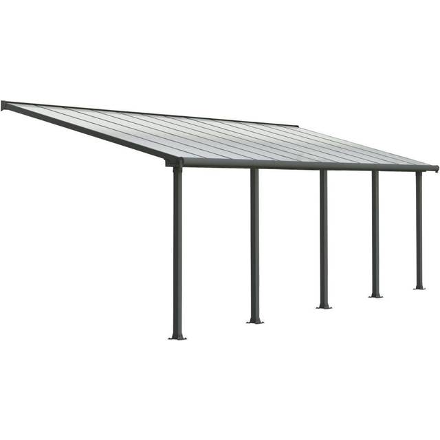 10' x 24' Palram Canopia Olympia Grey Patio Cover with Clear Panels (2.95m x 7.39m)