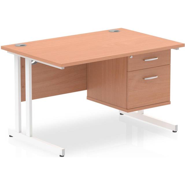 Impulse 1600 Rectangle White Cant Leg Desk Oak 1 x 3 - MI002671