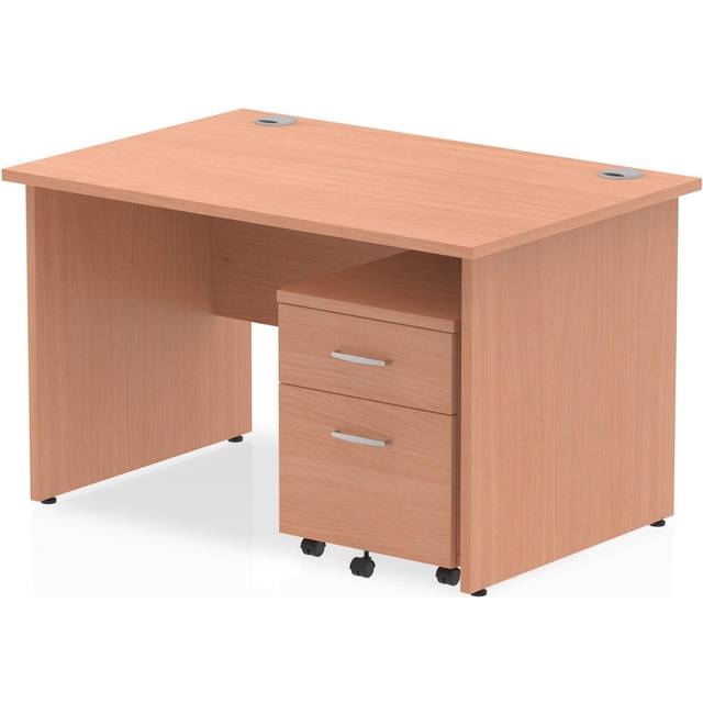 Impulse 1800x800mm Desk Oak Panel Leg with 3 Drawer Mobile Pedestal