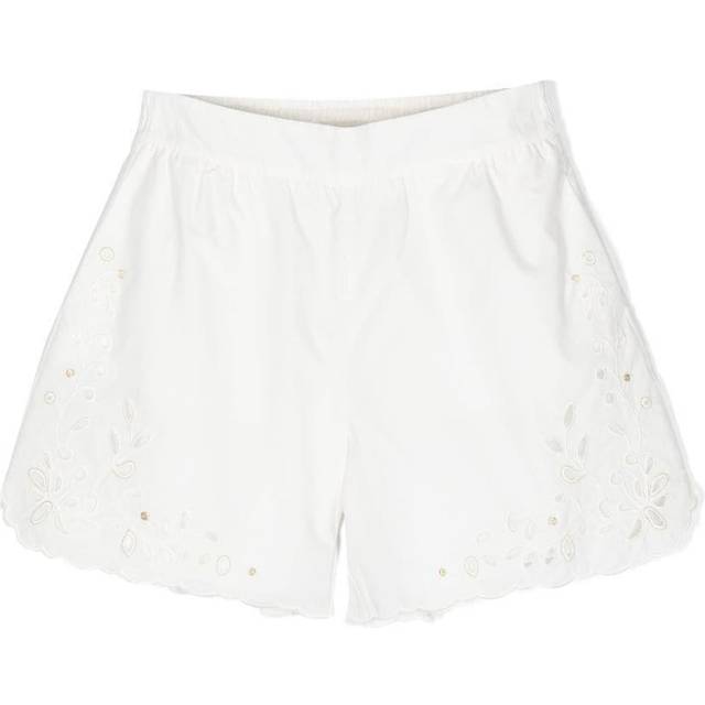 Chloé Kids White Scalloped Shorts - 117 Offwhite - 5Y