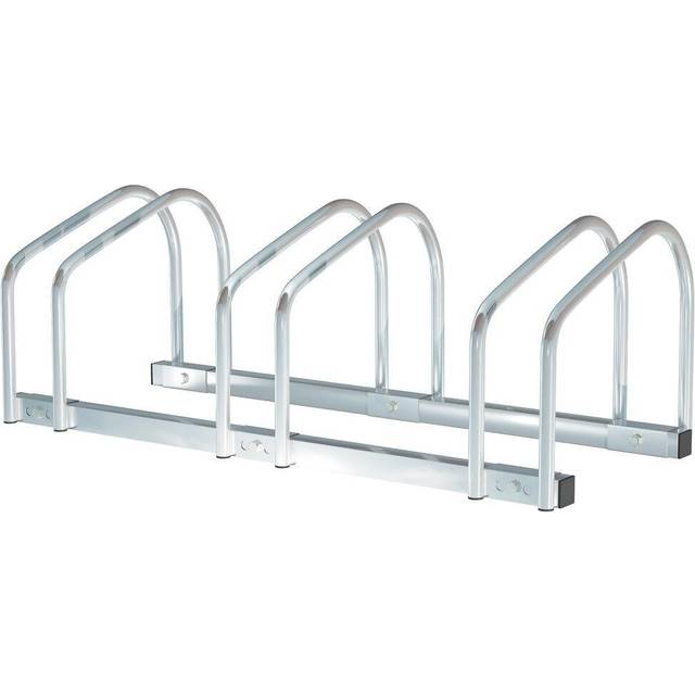 Homcom Bike Parking Rack Bicycle Locking Storage Stand For Cycling In Silver - 3