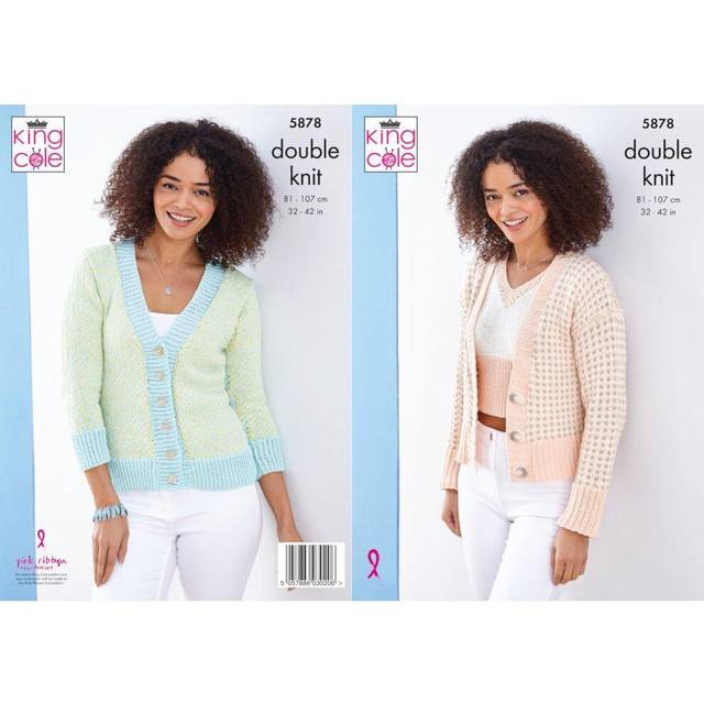 Cardigans and Top in King Cole Finesse Cotton Silk DK (5878)