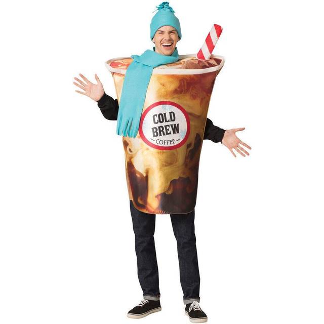 Cold Brew Coffee Adult Costume | Food Costumes - Brown&#47;Blue&#47;White (One-Size)