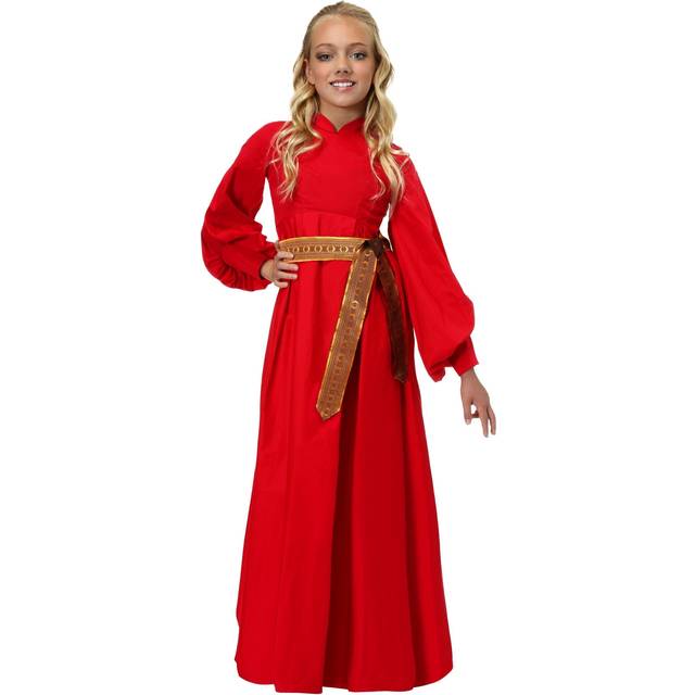 Buttercup Peasant Dress Costume for Girls - Red (XS)