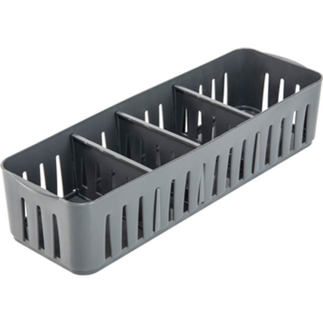 Simplify 4 Compartment Stackable Bin with Adjustable Dividers | Drawer Organizer | Storage Basket | Good for Office | Desk Supplies | Dorm |Bathroom |