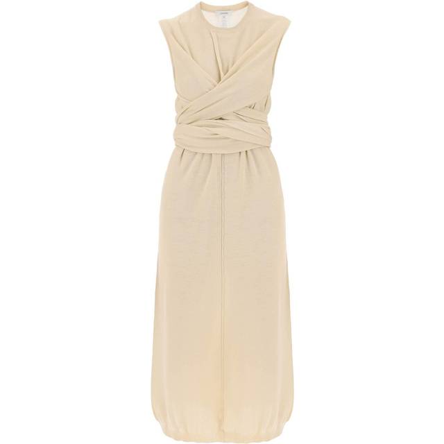 Lemaire Cotton knit wrap midi dress - beige (UK 14)