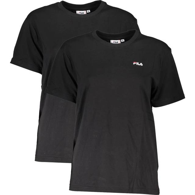 FILA Dam BARI Tee/Double Pack T-shirt, svart-svart, L, Svart-svart, L