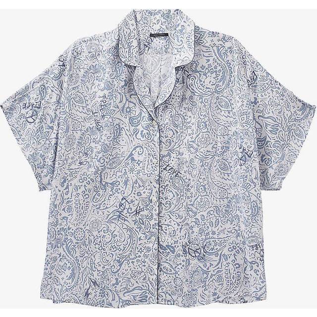 Ikks Womens Blue Grey Paisley-patterned Relaxed-fit Woven Shirt 14 - BLUE GREY