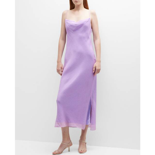 VINCE - Draped Silk-crepon Midi Dress - Lilac - Purple - x small