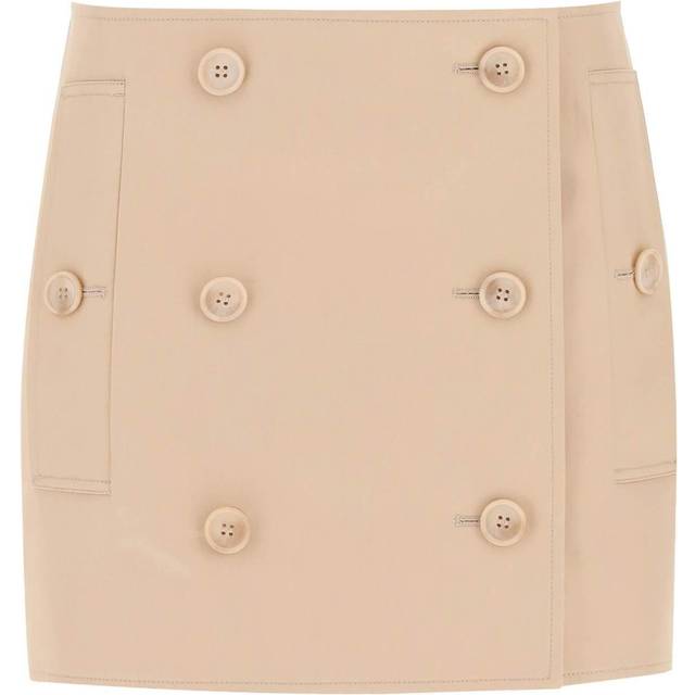 Burberry, Short Skirts, female, Pink, 3XS, Sand Beige Cotton Mini Skirt