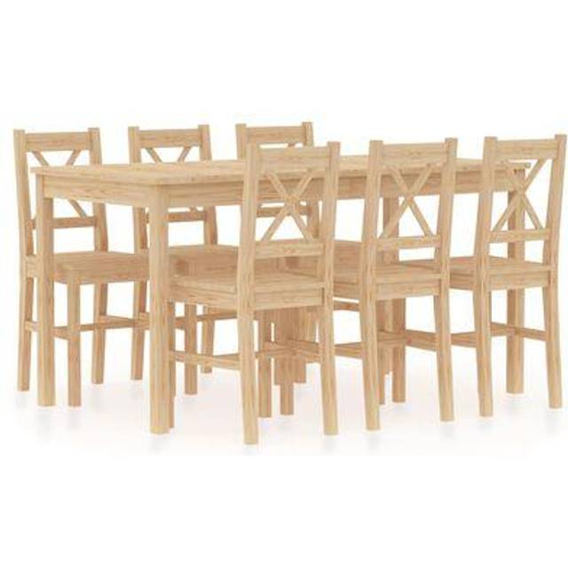 Vidaxl 7 Piece Dining Set Pinewood Dark Brown