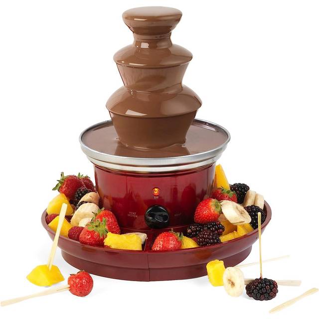 Electric chocolate fountain 3 tier fondue dip machine & food tray giles & posner
