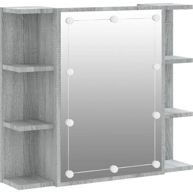 vidaXL Mirror Cabinet with LED Grey Sonoma 70x16.5x60 cm