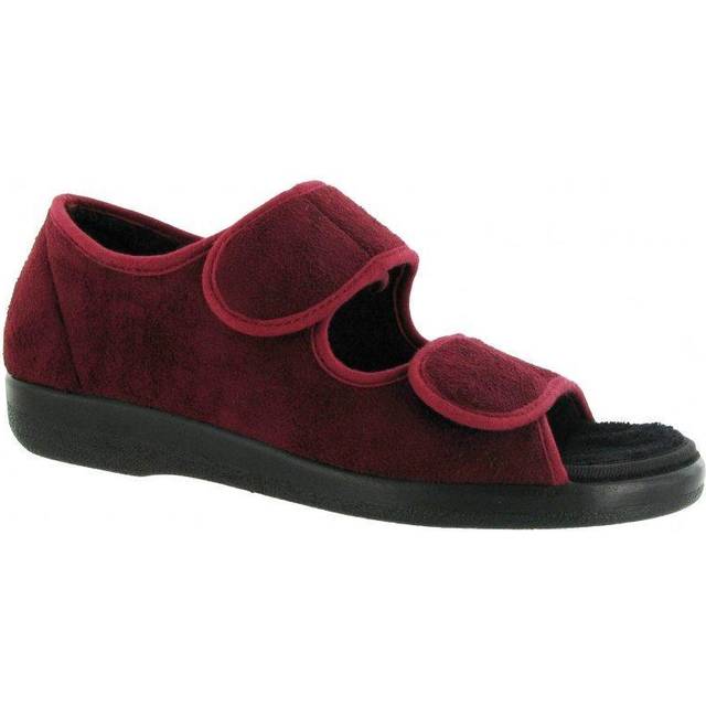 Gbs med brompton burgundy touch fastening ladies slipper textile