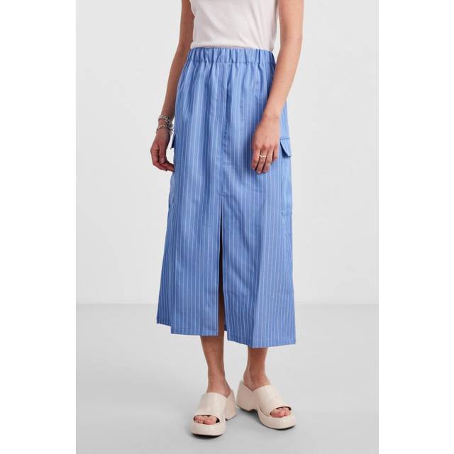 Pieces dame nederdel PCSANNY - Medium Blue Denim WHITE