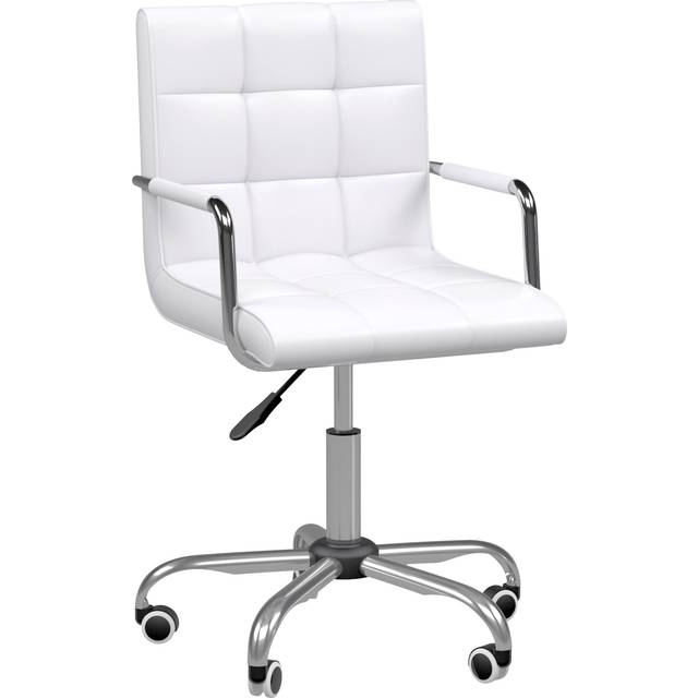 Vinsetto Mid Back Swivel Home Office Chair with Armrests White
