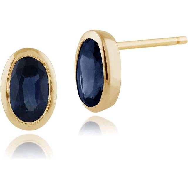 Classic Oval Blue Sapphire Stud Earrings in 9ct Yellow Gold