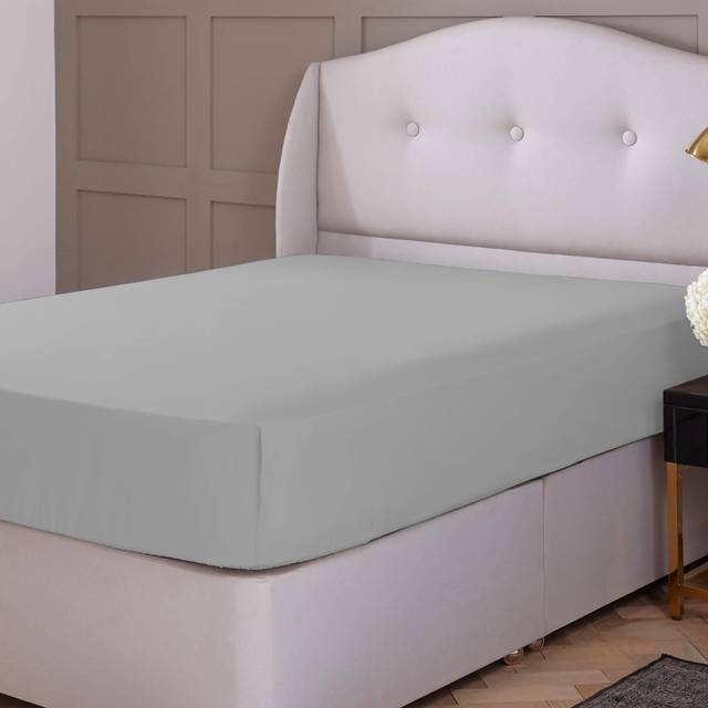 Silentnight 180 Thread Count Pure Cotton 40cm Extra Deep Fitted Sheet - Silver