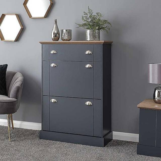 Kendal Deluxe Shoe Cabinet Slate Blue - GFW