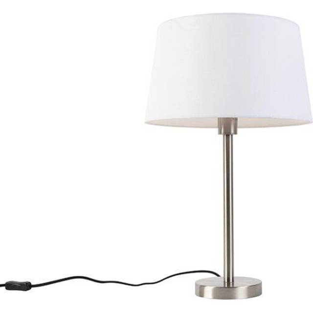 Moderna bordslampa stål med vit skugga 32 cm - Simplo