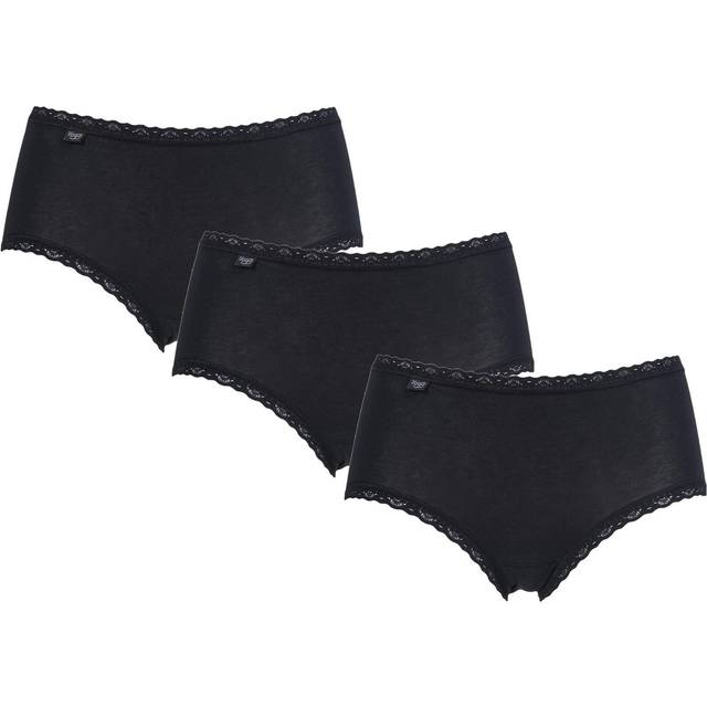Women's cotton midi briefs Sloggi 24/7 Lace (x3) - Noir