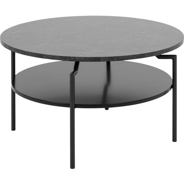 Florence Goldington Single Shelf Black Marble Melamine Round Coffee Table - Furniture To Go