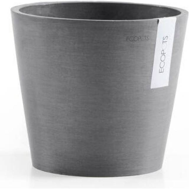 Ecopots Amsterdam Modern Round Recycled Plastic Planter Flower Pot w/Water Reservoir Grey 8