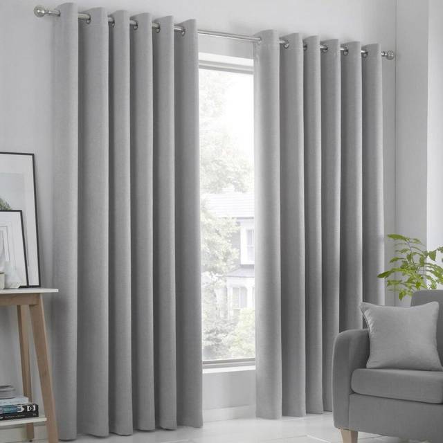 Fusion Eyelet Room Darkening Curtain Silver Width 229 x Drop 229 cm