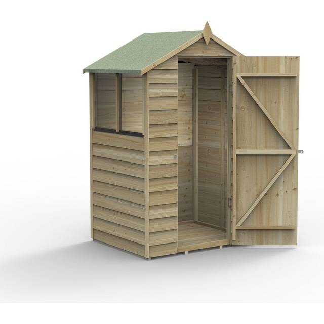 Forest Garden 4Life Apex Overlap Pressure Treated Shed with Base & Assembly - 4 x 3ft - Natural Timber