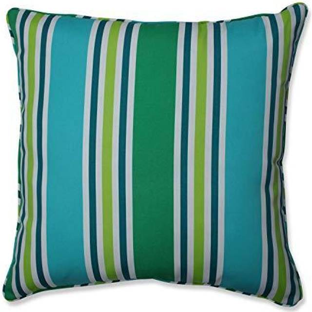 "Pillow Perfect Stripe Indoor/Outdoor Accent Throw Pillow  Plush Fill  Weather  and Fade Resistant  Floor - 25"""""""" x 25""""""""  Blue/Green Aruba  1 Count"