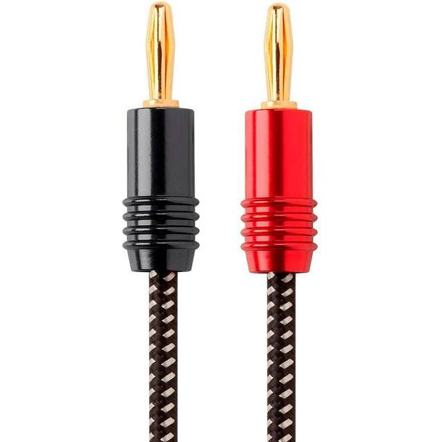 Monoprice Speaker Wire, Braided with Banana Plugs, 2-Conductor, 14AWG, 15ft - Black