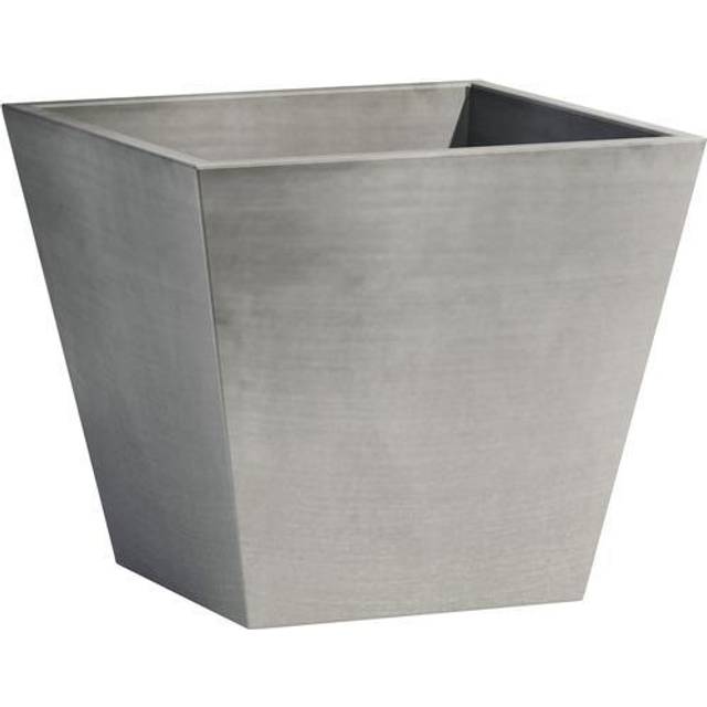 "Ecopots Rotterdam Durable Indoor/Outdoor Modern Tall Rectangle Recycled Plastic Planter Flower Pot  Grey  12"""""""""