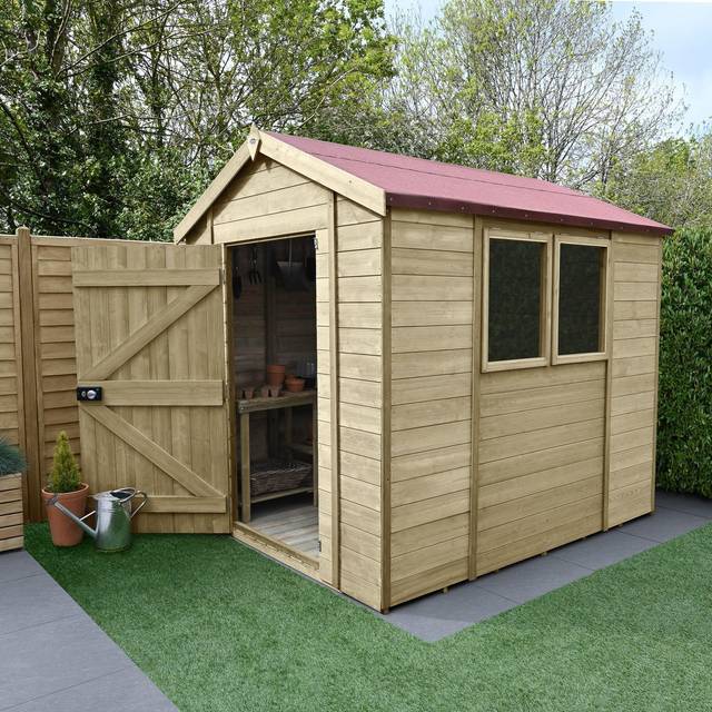 Timberdale Pressure Treated Apex Shed - Timber / 1 / 8x6 / 247.2cm / 230kg / Without Base - Yellow