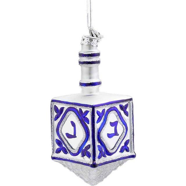 Kurt Adler 4-1/4-Inch Noble Gems Glass Jewish Dreidel Ornament for Hanukkah