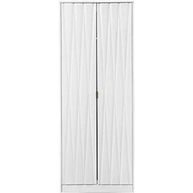 Crowndale Diamond Ready Assembled 2 Door Matt Indigo and White Tall Double Wardrobe