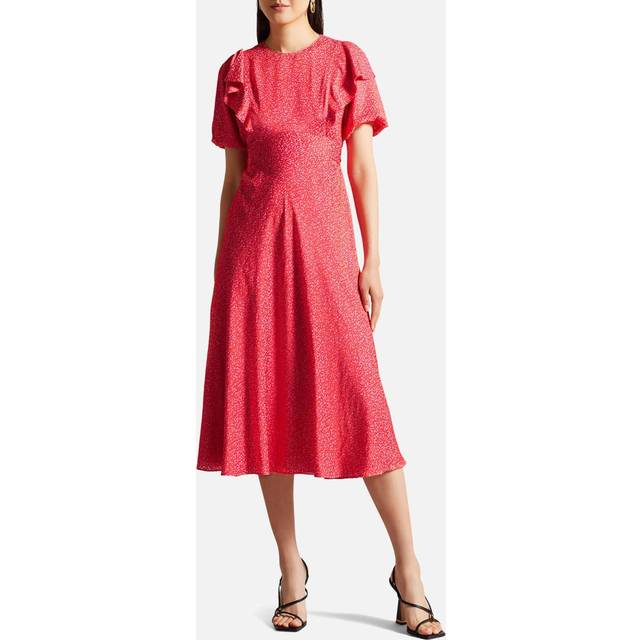 Ted Baker Mayyia Floral-Print Crepe Midi Dress - UK 10 - Pink