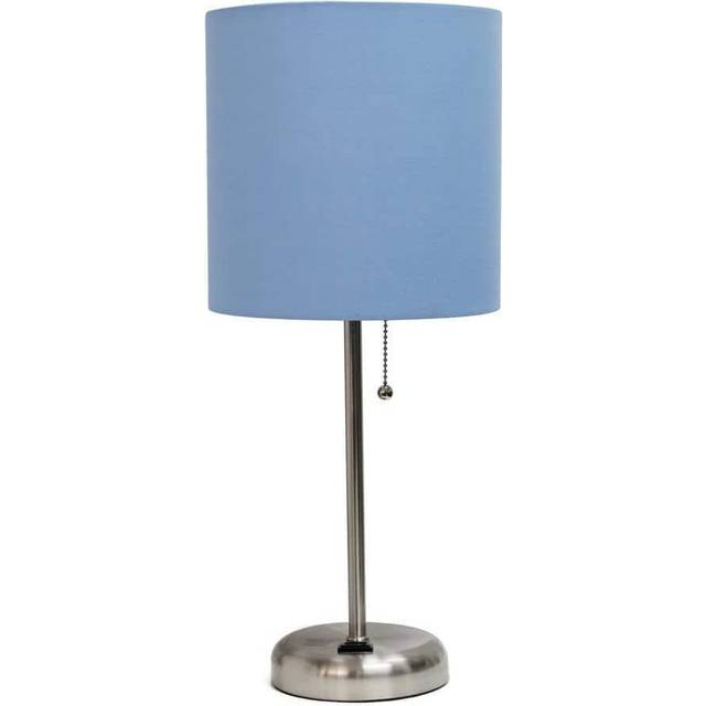 Creekwood Home Oslo 19.5 Contemporary Bedside Power Outlet Base Standard Metal Table Desk Lamp