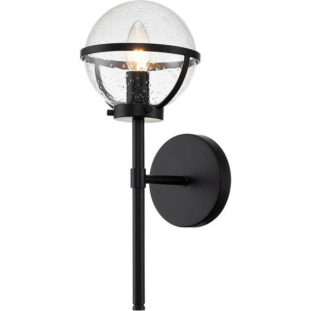 Hinkley Hollis 1 Light Black Clear Seeded Opal Glass Wall Light, Black