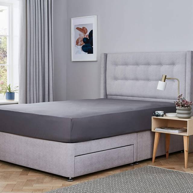 Silentnight Cotton Rich 180 Thread Count Fitted Sheet - Charcoal