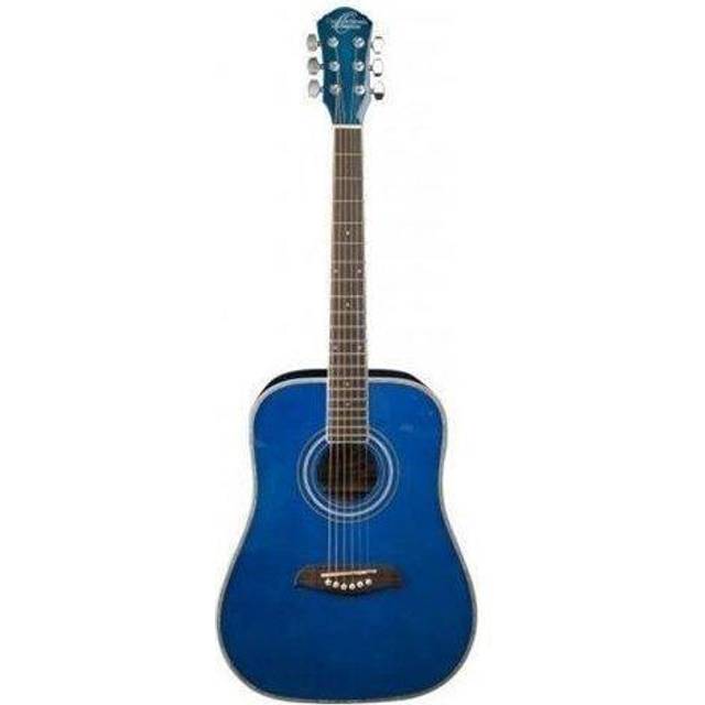 Oscar Schmidt OGHSTBL-A-U Half Size Acoustic Guitar, Transparent Blue