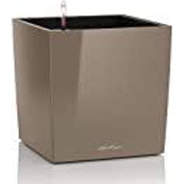 (Taupe, H40 L40 W40) LECHUZA Planter High-gloss Outdoor Standing Planter Flower Pot Box Black/White