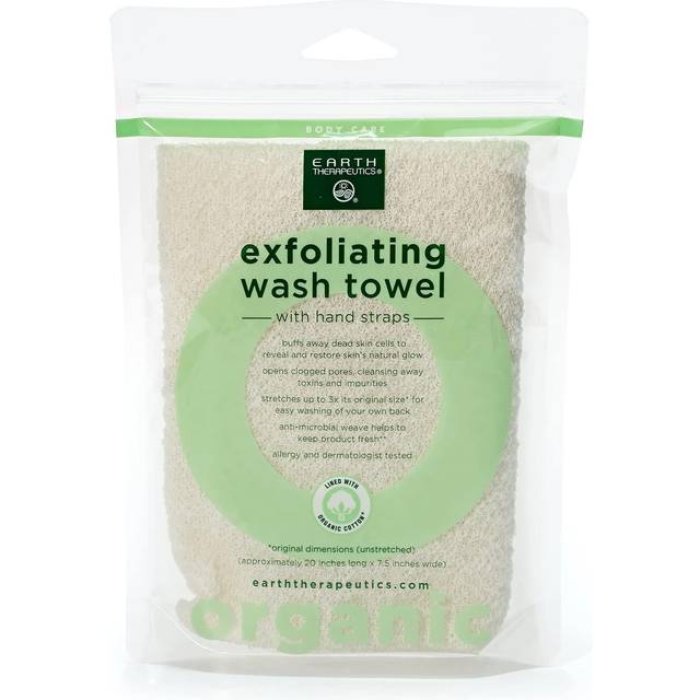 Earth Therapeutics Organic Cotton Exfoliating Wash Towel with Straps