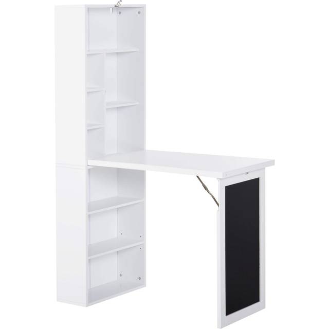 HOMCOM Folding Convertible Desk With Blackboard Multi Function Fold Out Workstation White, White