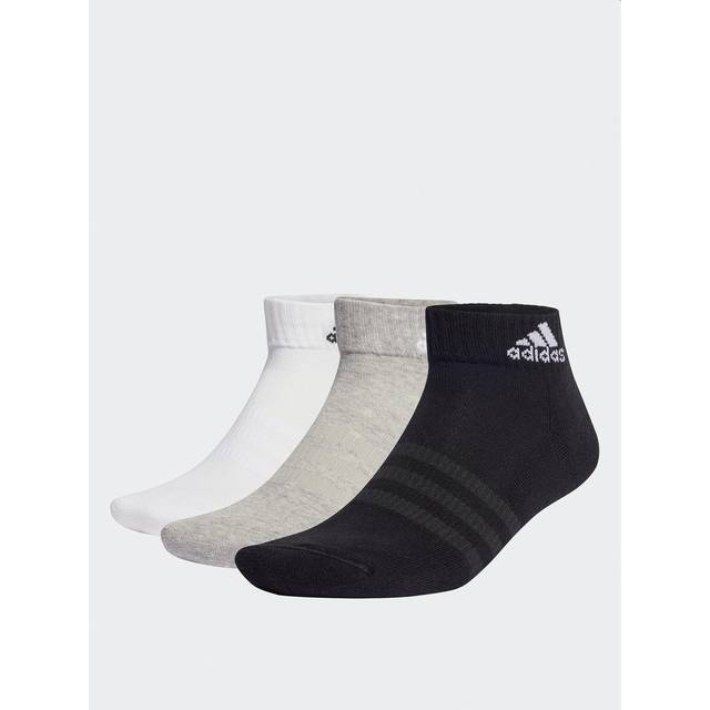 adidas Unisex - Vuxen Cushioned Sportswear Ankle Socks 6 Pairs, Medium Grey Heather/White/Black, 45-48 EU