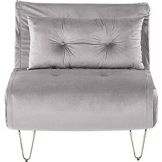 Beliani Velvet Sofa Bed Grey Vestfold, Grey