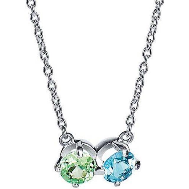Efva Attling The Sea & I Necklace Green Sapphire/Topaz 40/42/45 CM - SILVER